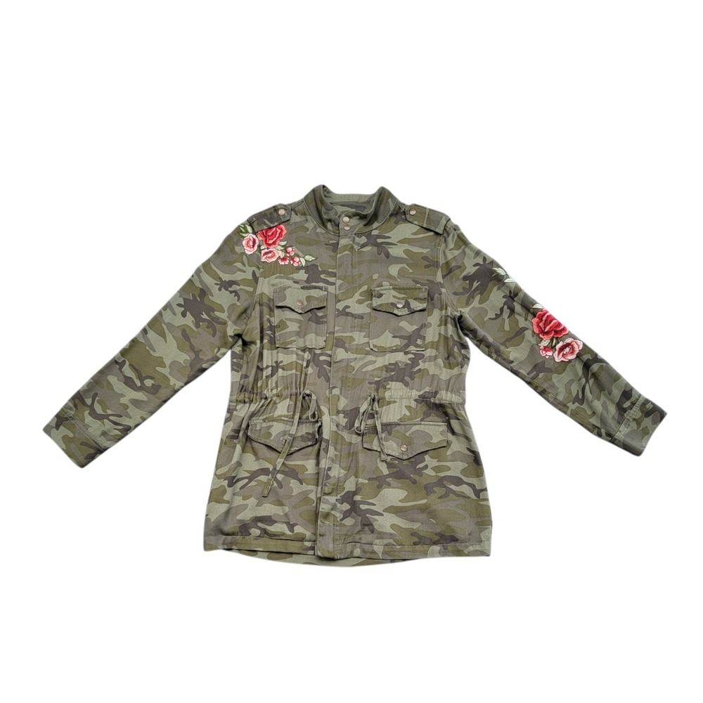 Knox Rose Camo Utility Jacket Embroidered Floral Boho Festival Womens Size XL - Picture 4 of 13